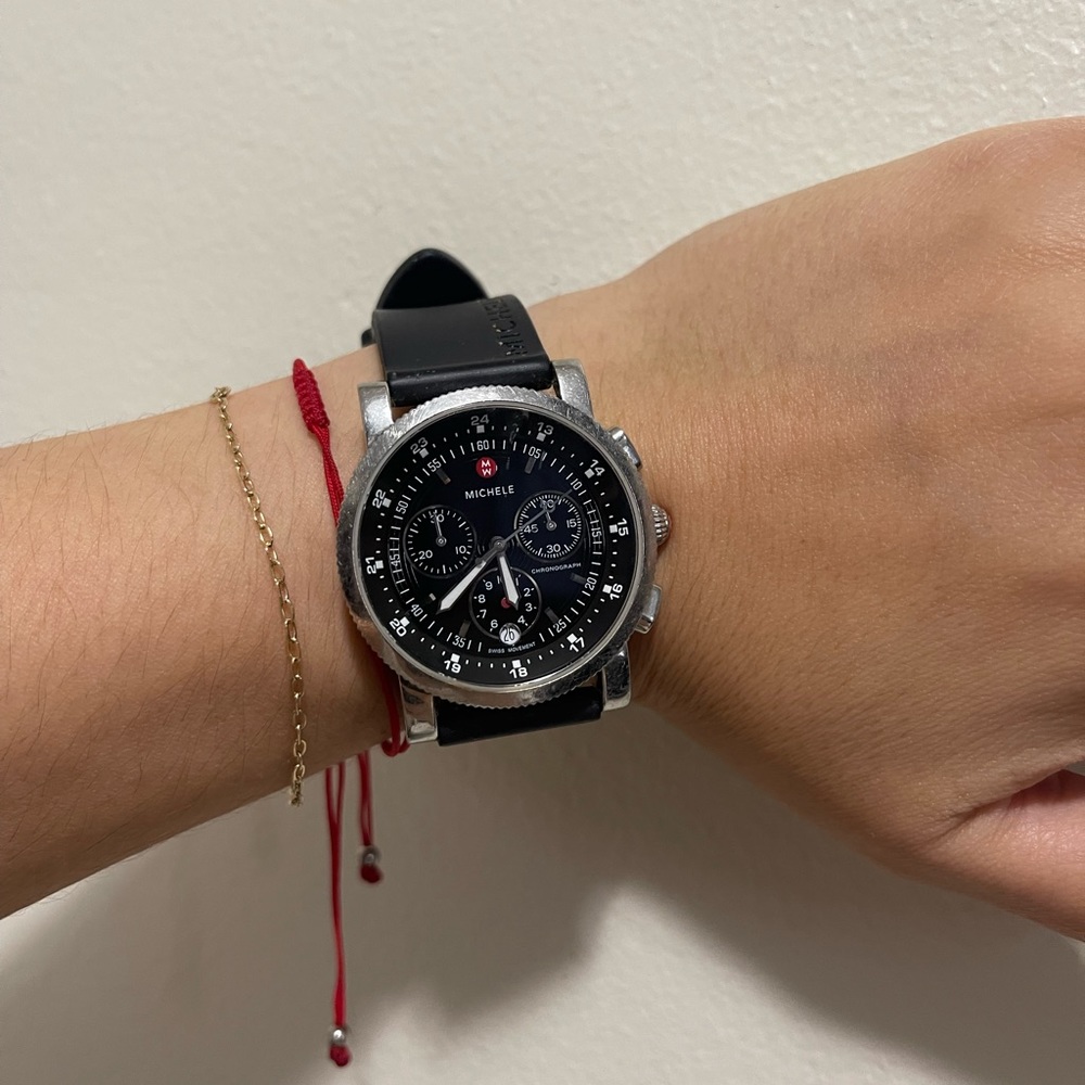 MICHELE sapphire watch with black band